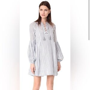 Ulla Johnson Helena 100% Cotton Gauzy Stripped Mini Dress In Blue & White Size 2
